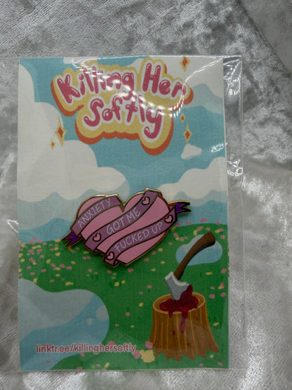 Anxiety Heart Enamel Pin - Mental Health Series By Killing Her Softly