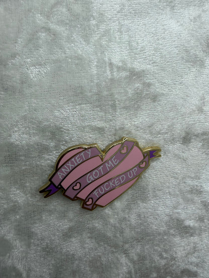 Anxiety Heart Enamel Pin - Mental Health Series By Killing Her Softly