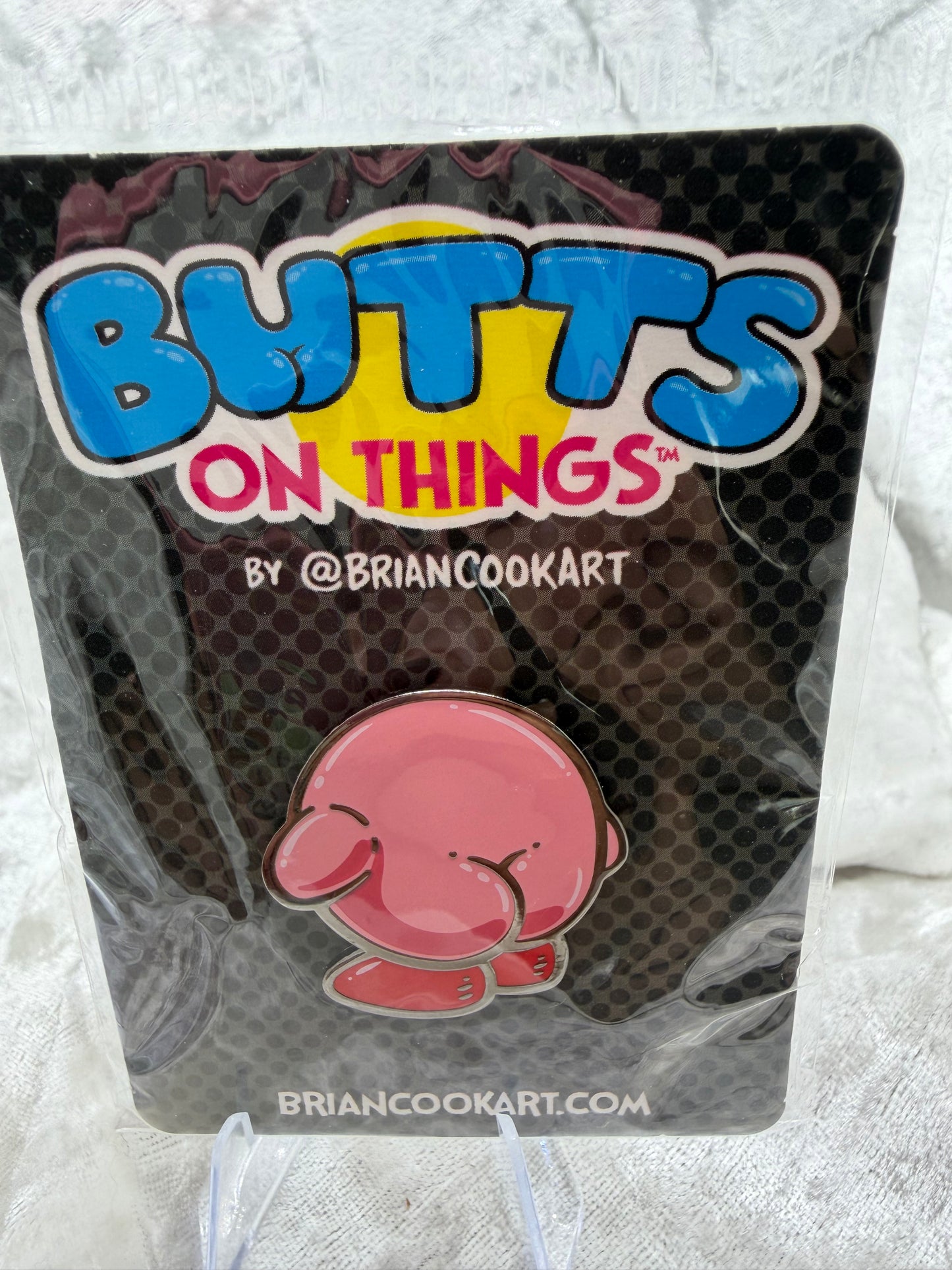 Pink Vacuum Guy Butt Pin by Brian Cook | Funny Gaming Parody Enamel Pin