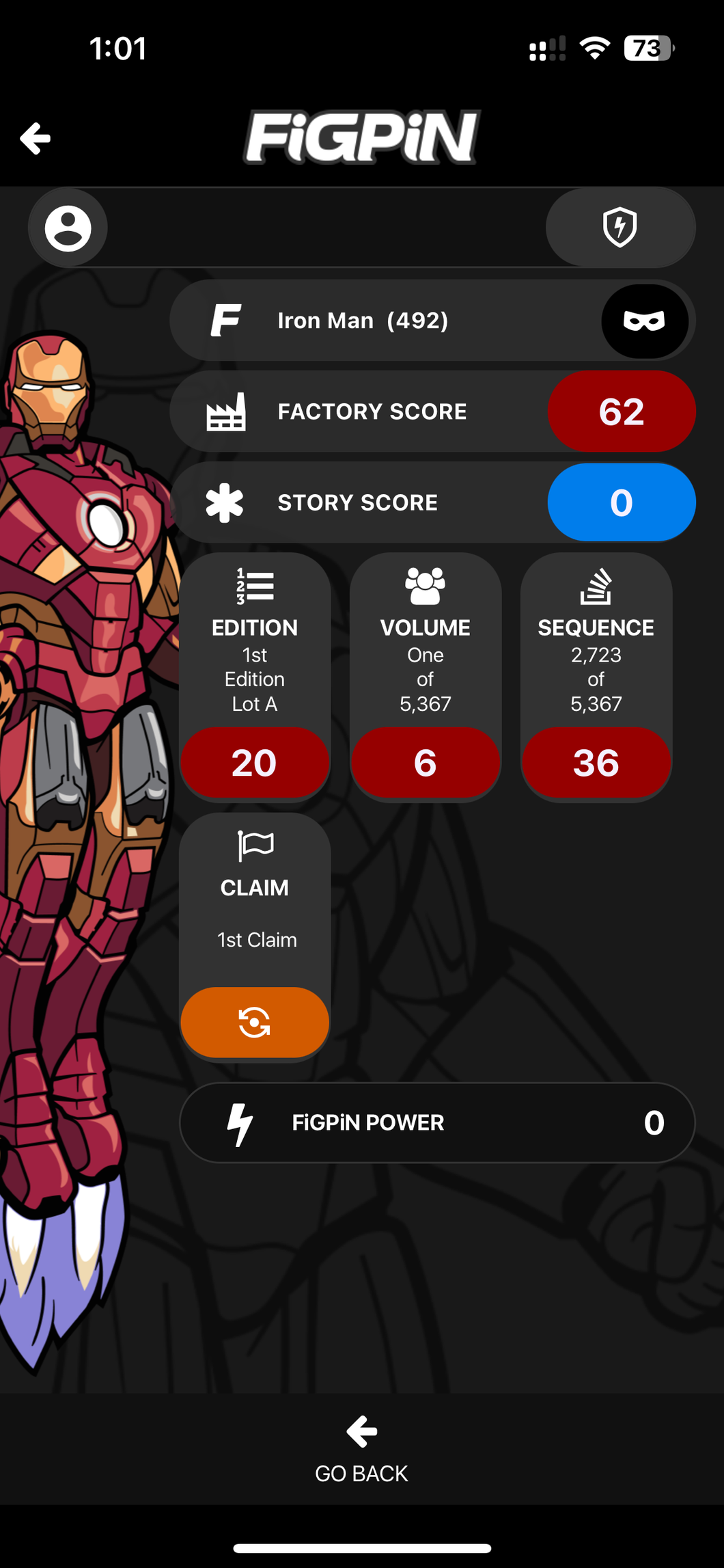 FiGPiN Marvel Contest of Champions Iron Man 492