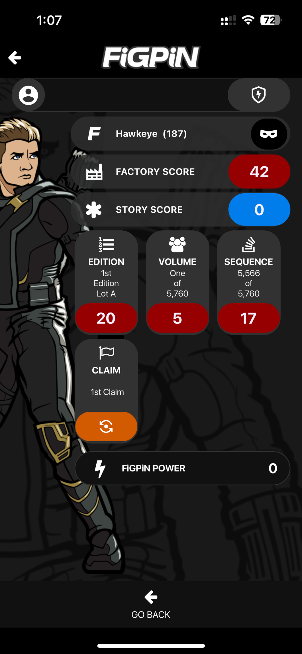 Avengers FiGPiN Hawkeye #187 LOCKED