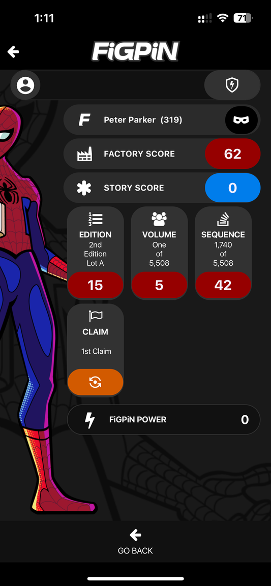 FiGPiN Spider-Man Peter Parker  #319 Locked