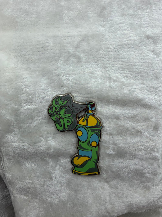 "Use Me Up" Spray Paint Pin (Green/Blue Variant) — Fan Made by Bendiesticks