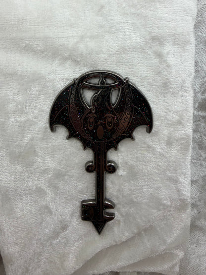 Life & Death Key Bendiesticks Mascot LE Pin - Black & Silver Glitter - 3 Inch