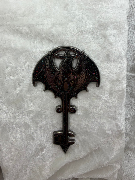 Life & Death Key Bendiesticks Mascot LE Pin - Black & Silver Glitter - 3 Inch