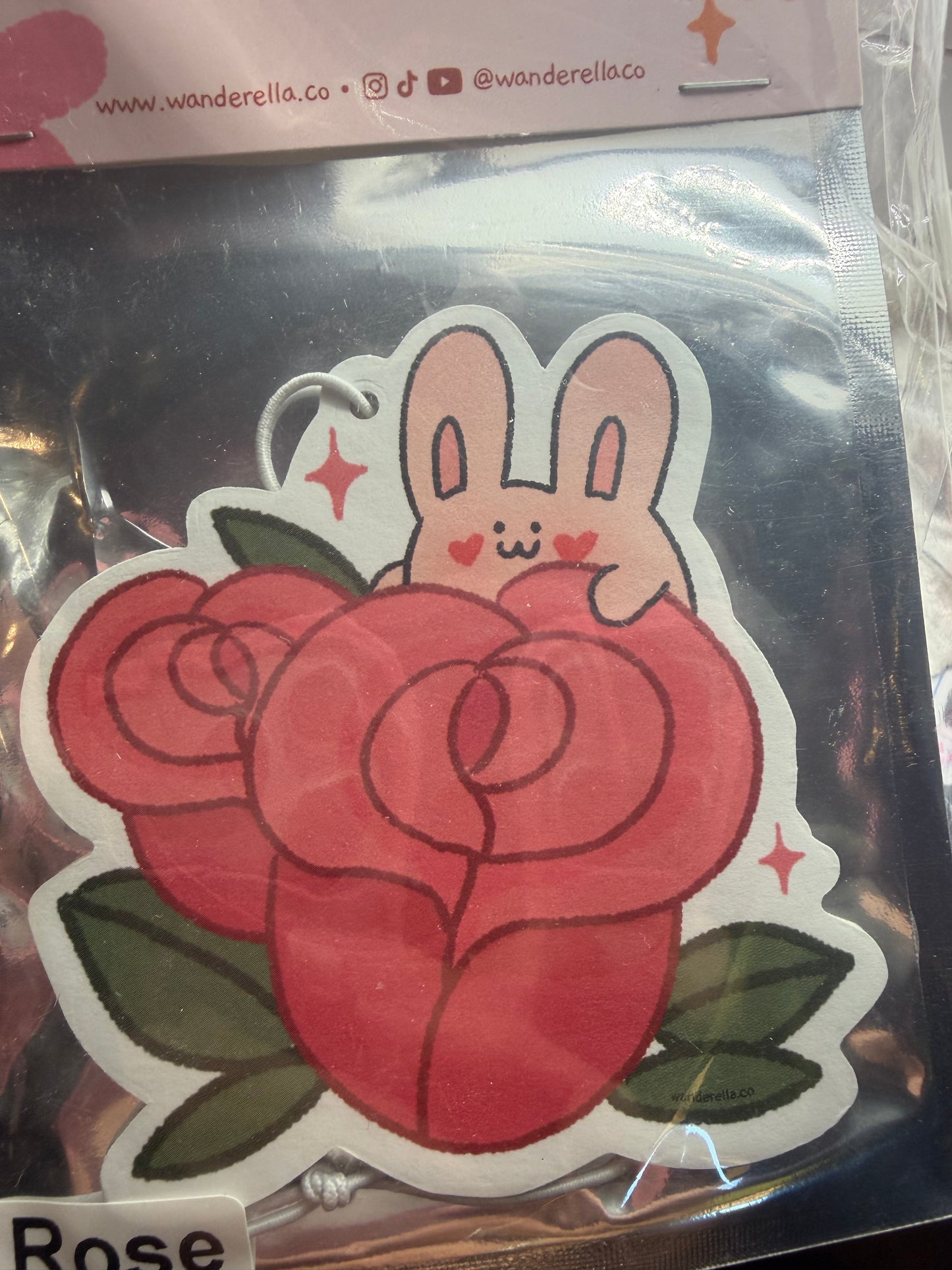 Cute Rose Scented Kawaii Car Air Freshener - Hand-Drawn