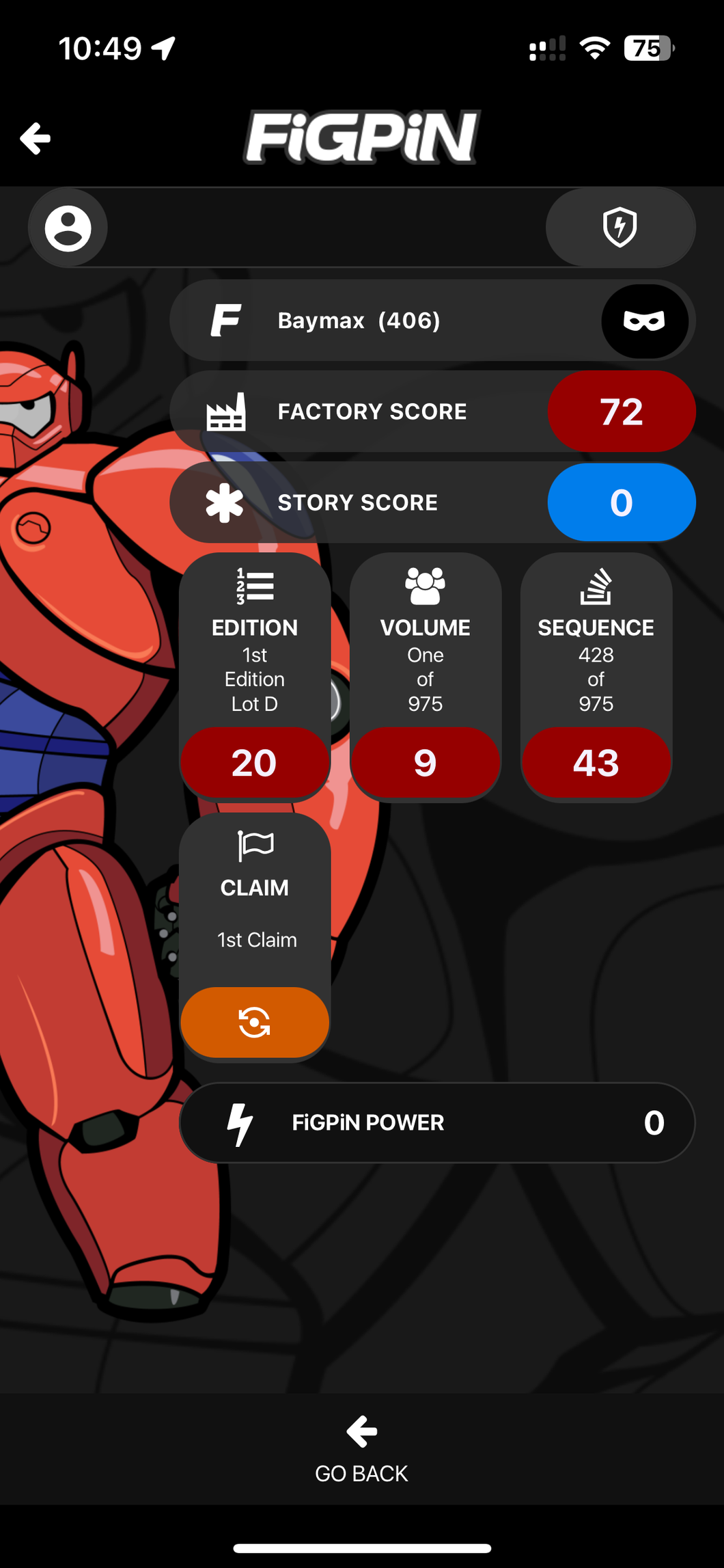 Big Hero 6 Red Armored Baymax FiGPiN #406 LOCKED