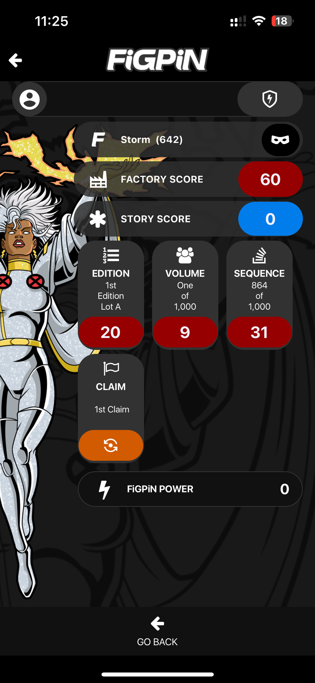 FiGPiN Storm #642 Glitter X-MEN Animated Series Locked