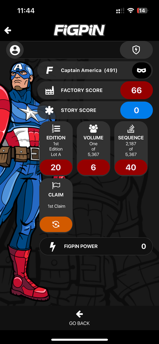 FiGPiN Captain America 491 Marvel Contest of Champions Locked