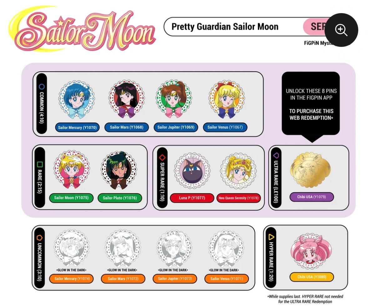 FiGPiN Mystery Mini Sailor Moon Series 2 Complete Set of 13 - Hyper Full Set