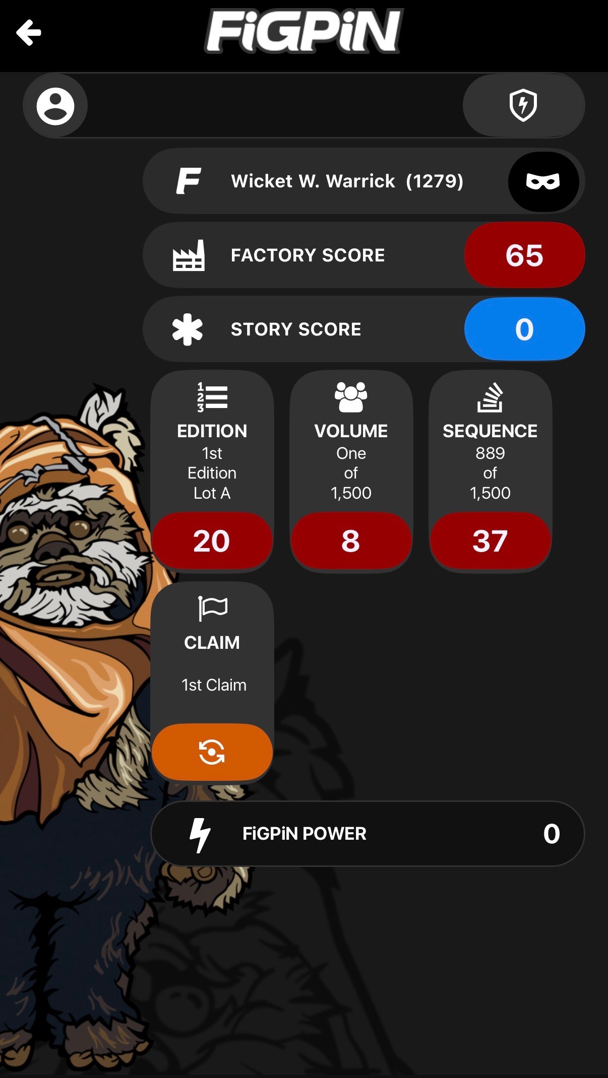 Wicket W. Warrick Star Wars FiGPiN #1279 | Disney Exclusive LE 1500