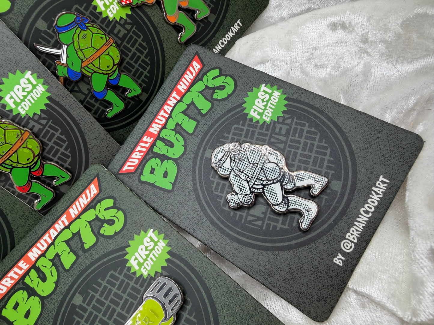 Turtle Ninja Mutant Butts Complete 6-Pin Set | Brian Cook Blind Bag Parody