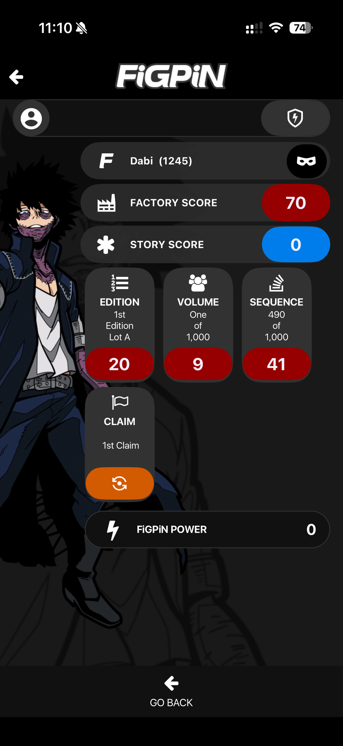 FiGPiN My Hero Academia Dabi #1245 Collectible Pin