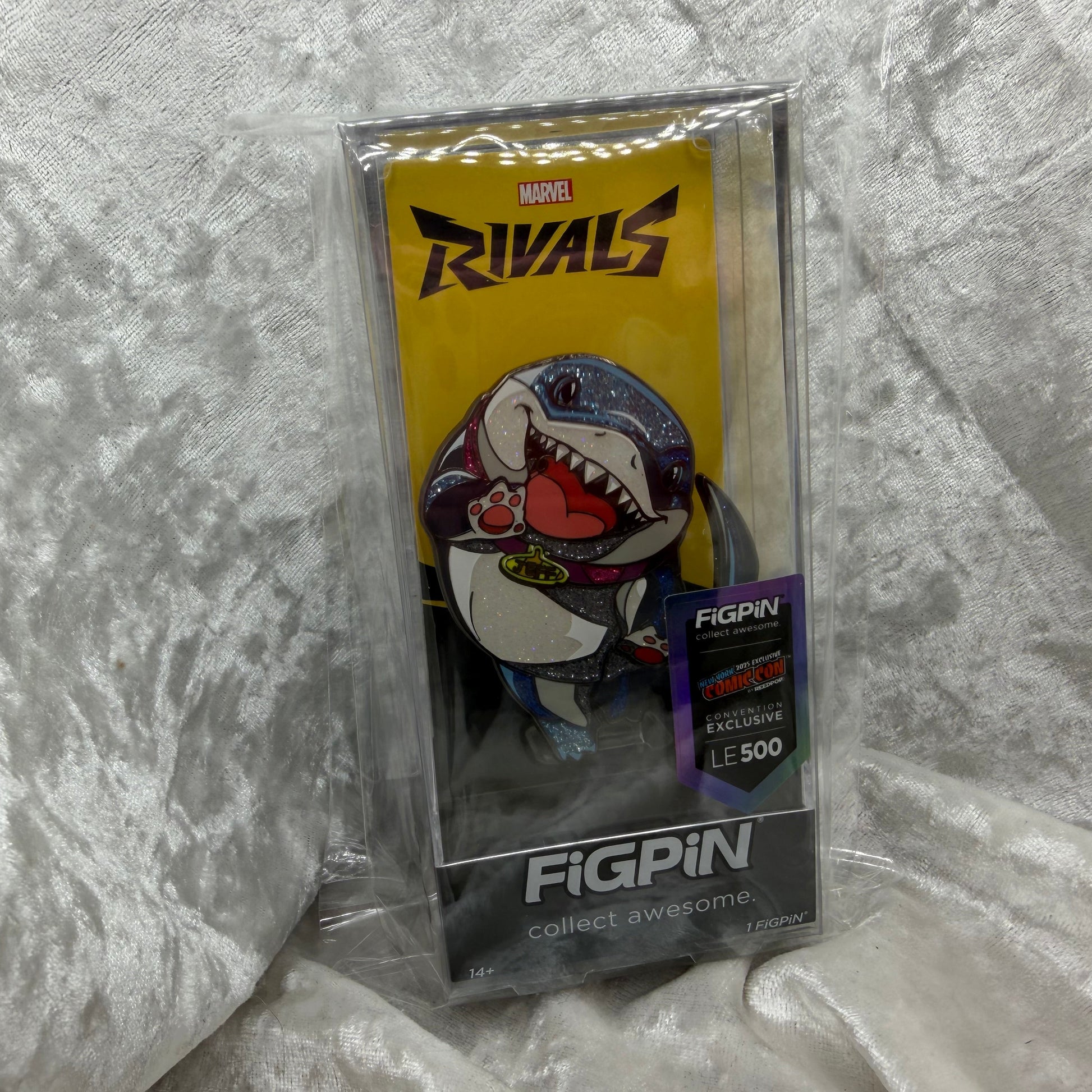 Jeff the Land Shark FiGPiN #2127 Marvel Rivals NYCC 2025 Exclusive LE 500 collectible pin in display box
