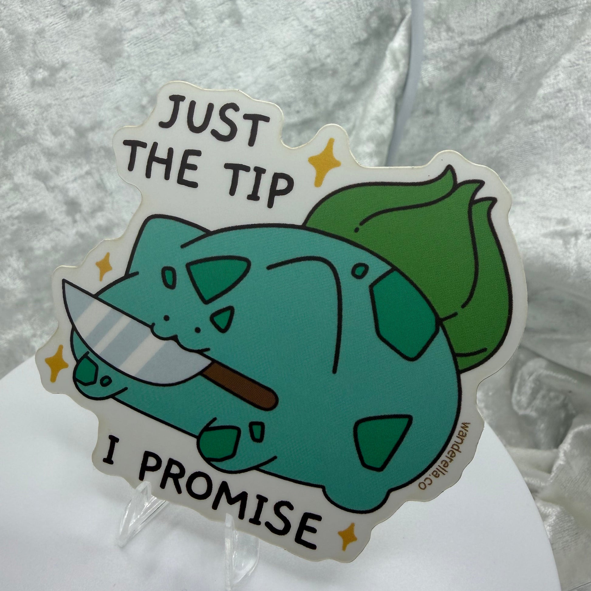 Just The Tip Grass Frog Vinyl Sticker | Cute Waterproof Decal