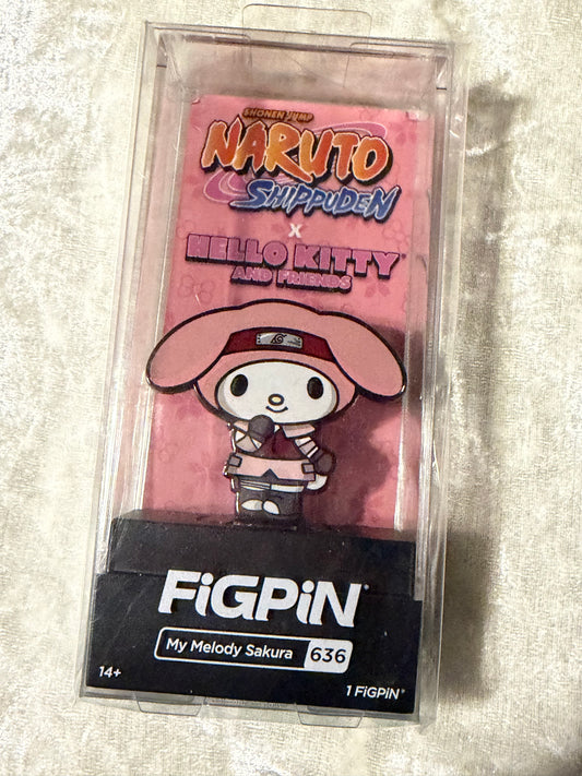 My Melody Sakura FiGPiN #636 Sanrio x Naruto crossover collectible pin in display box