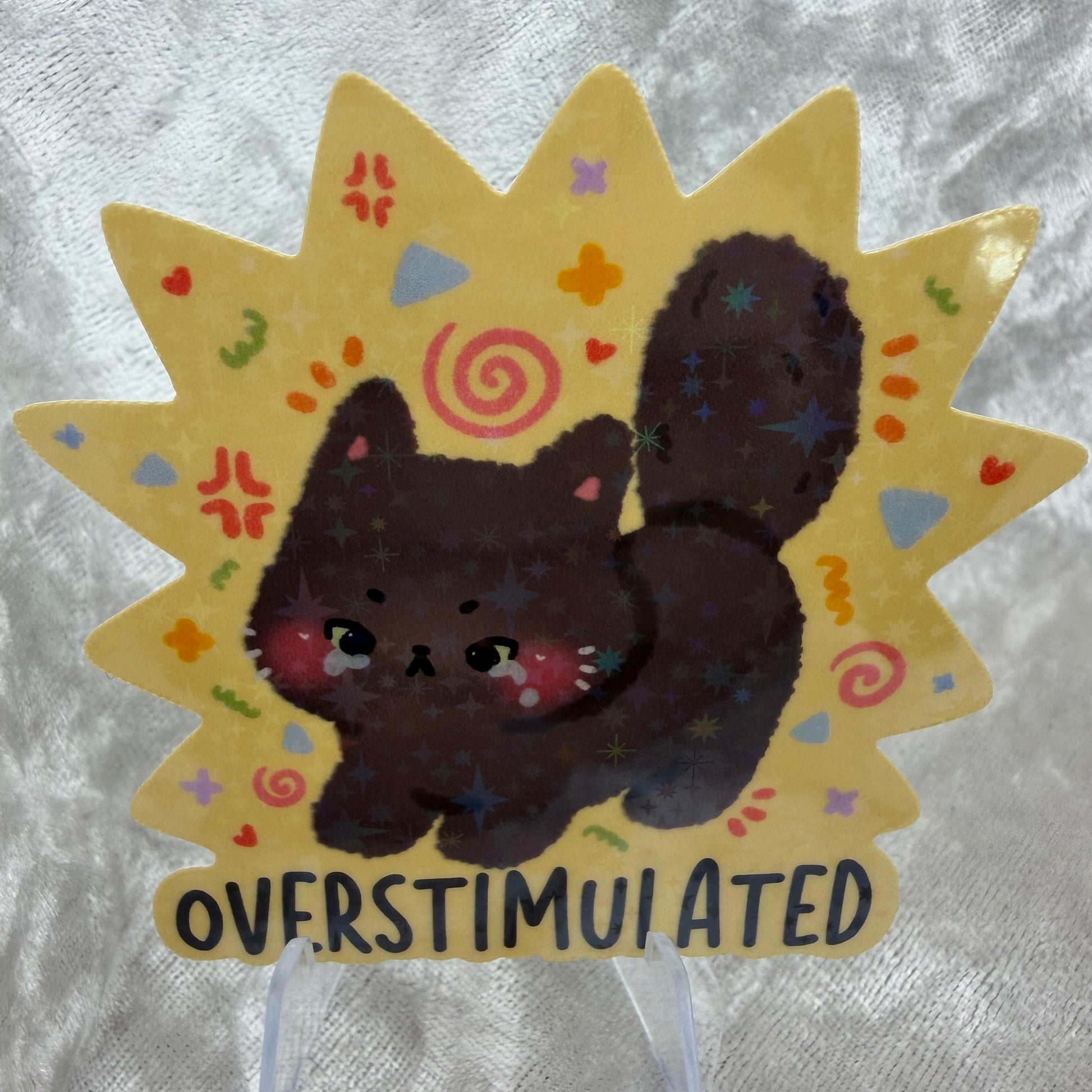 Overstimulated star holographic vinyl sticker