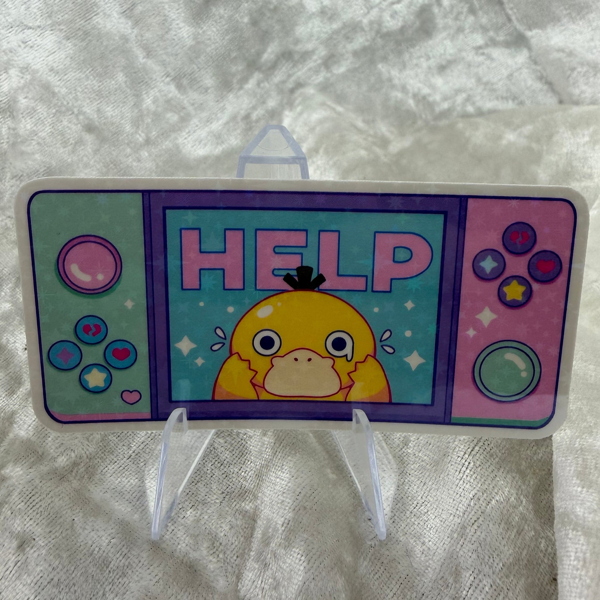 Psychic Duck vinyl sticker featuring a glittering star holographic laminate finish on a clean, neutral background.