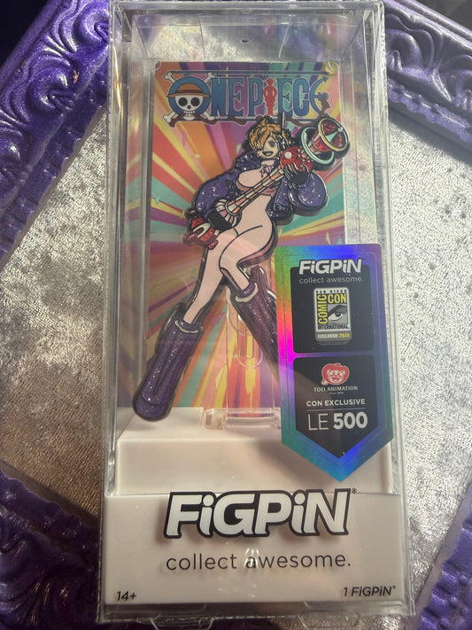 SDCC 2026 exclusive One Piece Lilith FiGPiN 1919 in clear plastic showcase box with Toei Animation logo.