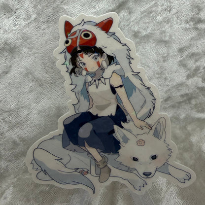 San and wolf star holographic vinyl sticker