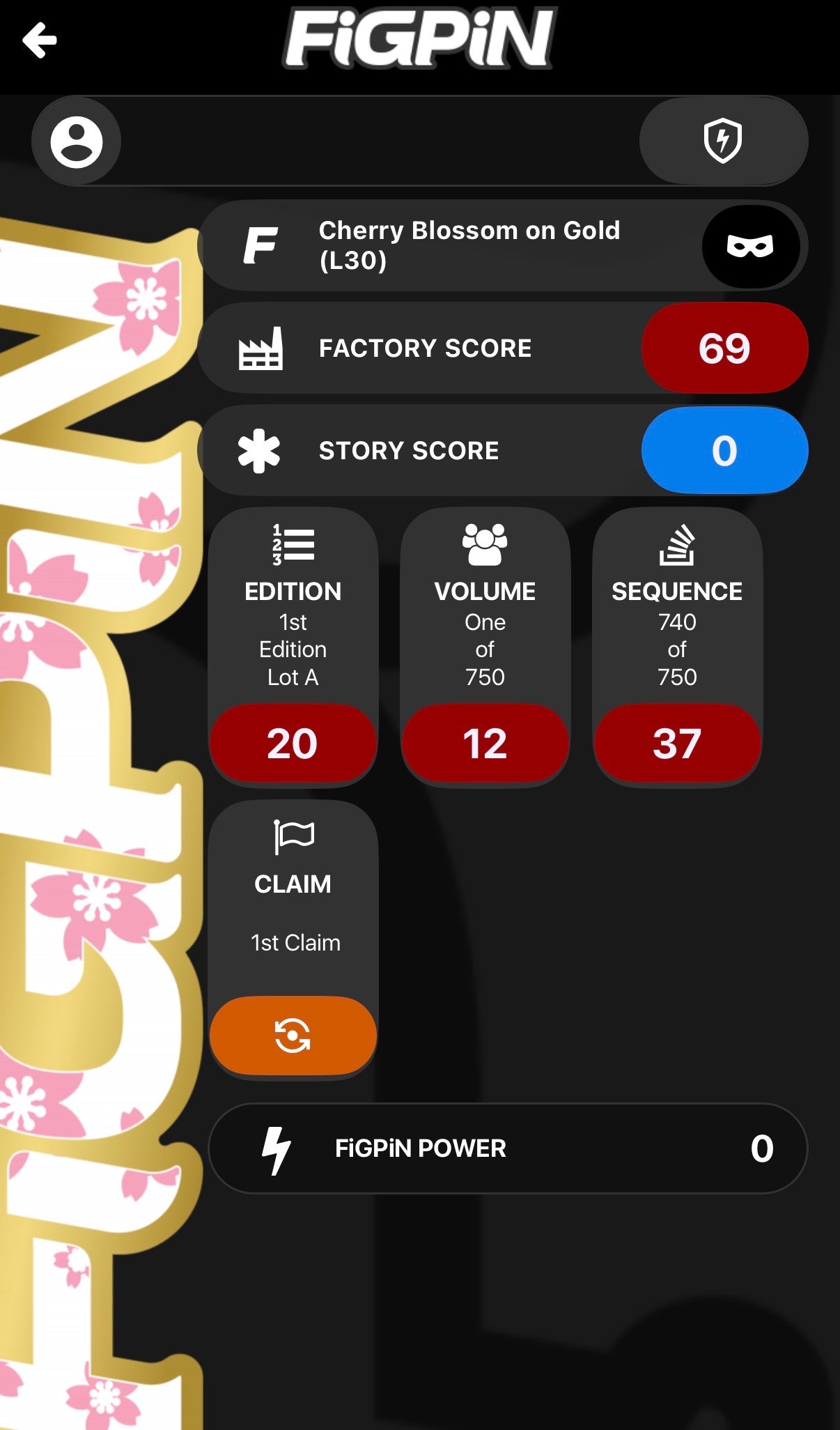Screenshot of FiGPiN app interface showing serial number entry and pin verification for FiGPiN Logo L30
