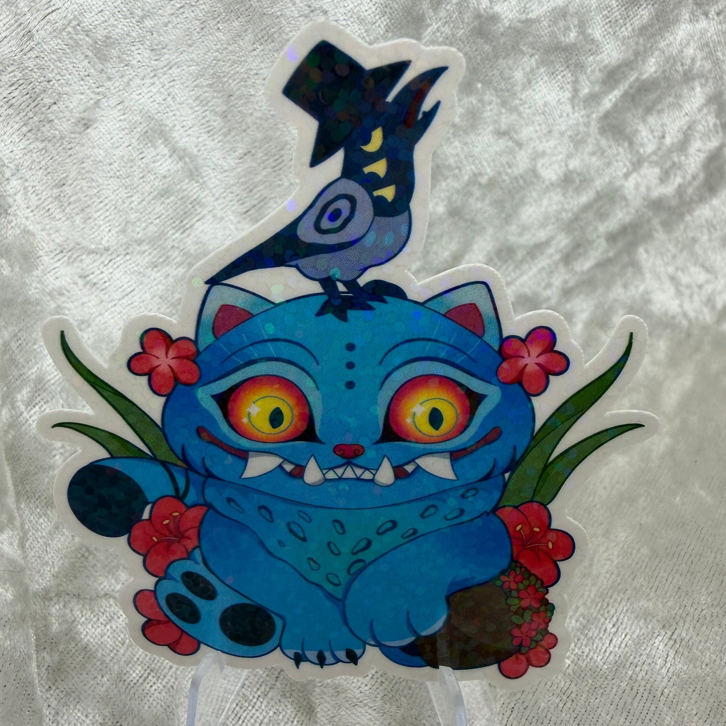 Sparkle holographic derp cat vinyl sticker