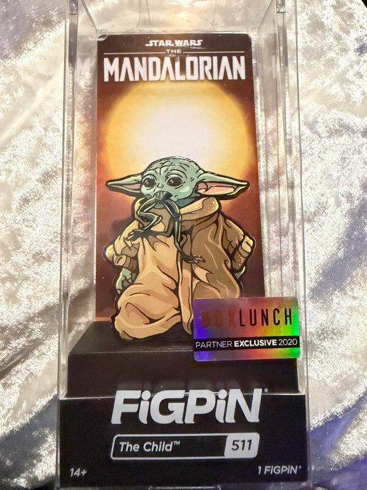 The Child Grogu FiGPiN #511 Star Wars The Mandalorian BoxLunch Exclusive (The Orphanage Collection, unlocked/claimed, light scratches on case)