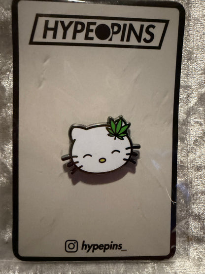 The **Hello Litty Hard Enamel Pin** by Hype Pins, a charming and expressive **pop culture art collectible** with a secure backing, ready for display.