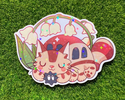 Star Holo Spring Cat Bus Vinyl Sticker - Cute 2.5-Inch Anime Decal