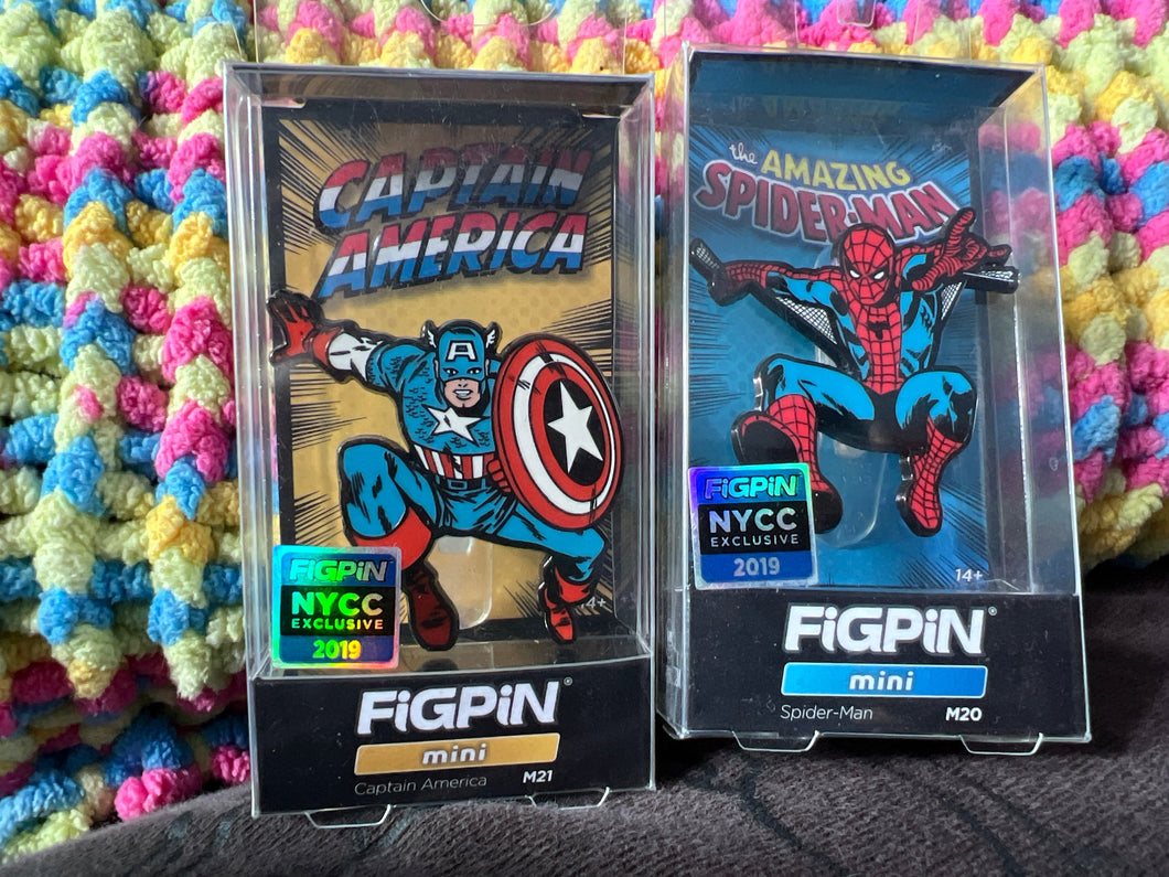 FiGPiN NYCC M20 M21 Spider-Man Captain America Mini Set Unlocked