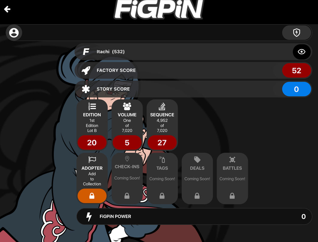 Naruto FIGPIN Itachi pin #532 LOCKED