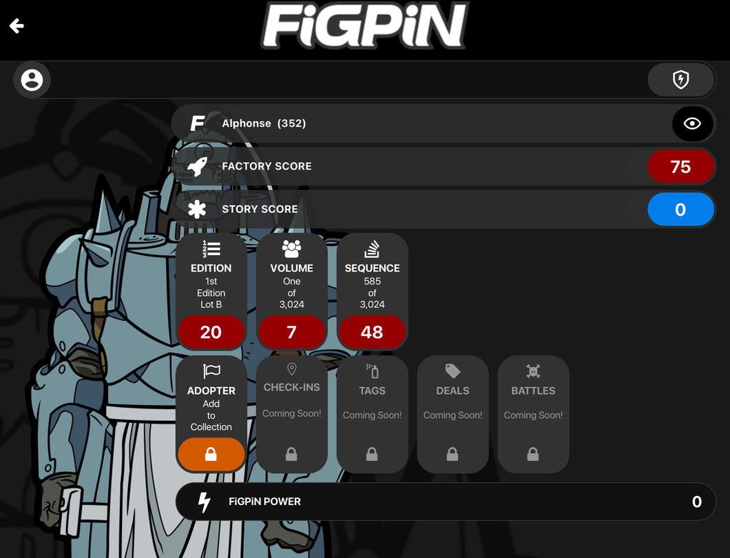 Full Metal Alchemist FIGPIN Alphonse #352 LOCKED