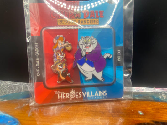Disney WDW Heroes VS Villains Chip N Dale Rescue Rangers Pin
