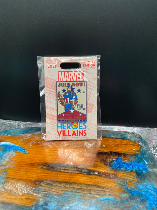 Disney Heroes Villains Captain America Recruitment Poster Pin LE 2000