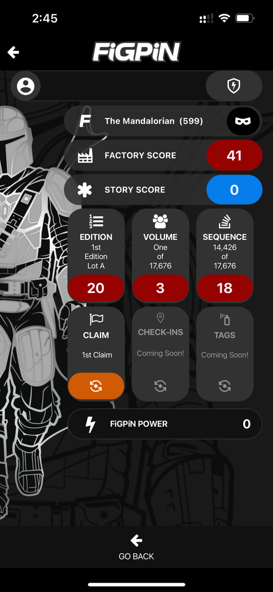 FiGPiN #599 The Mandalorian Locked