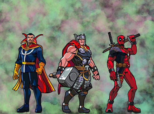 Marvel Contest Of Champions Set Doctor Strange Thor Deadpool FiGPiN #673-675