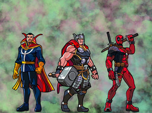 Marvel Contest Of Champions Set Doctor Strange Thor Deadpool FiGPiN #673-675