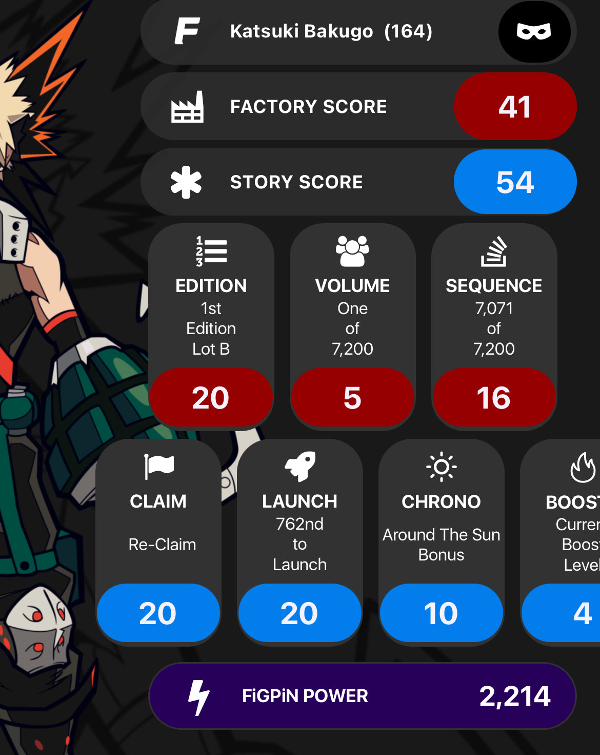 FiGPiN My Hero Academia Katsuki Bakugo #164 UNLOCKED SOFT