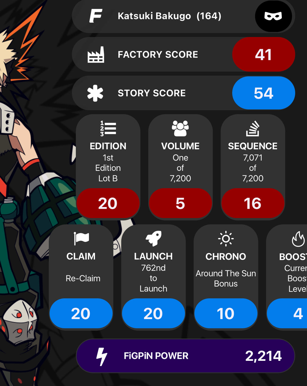 FiGPiN My Hero Academia Katsuki Bakugo #164 UNLOCKED SOFT