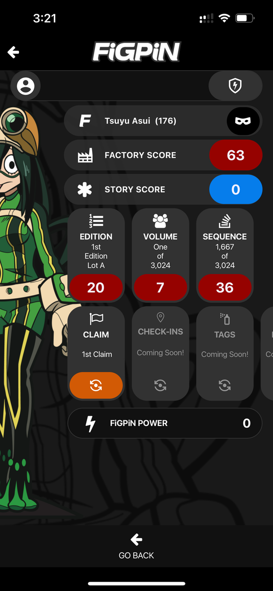 FiGPiN My Hero Academia Tsuyu Asui Pin #176 LOCKED