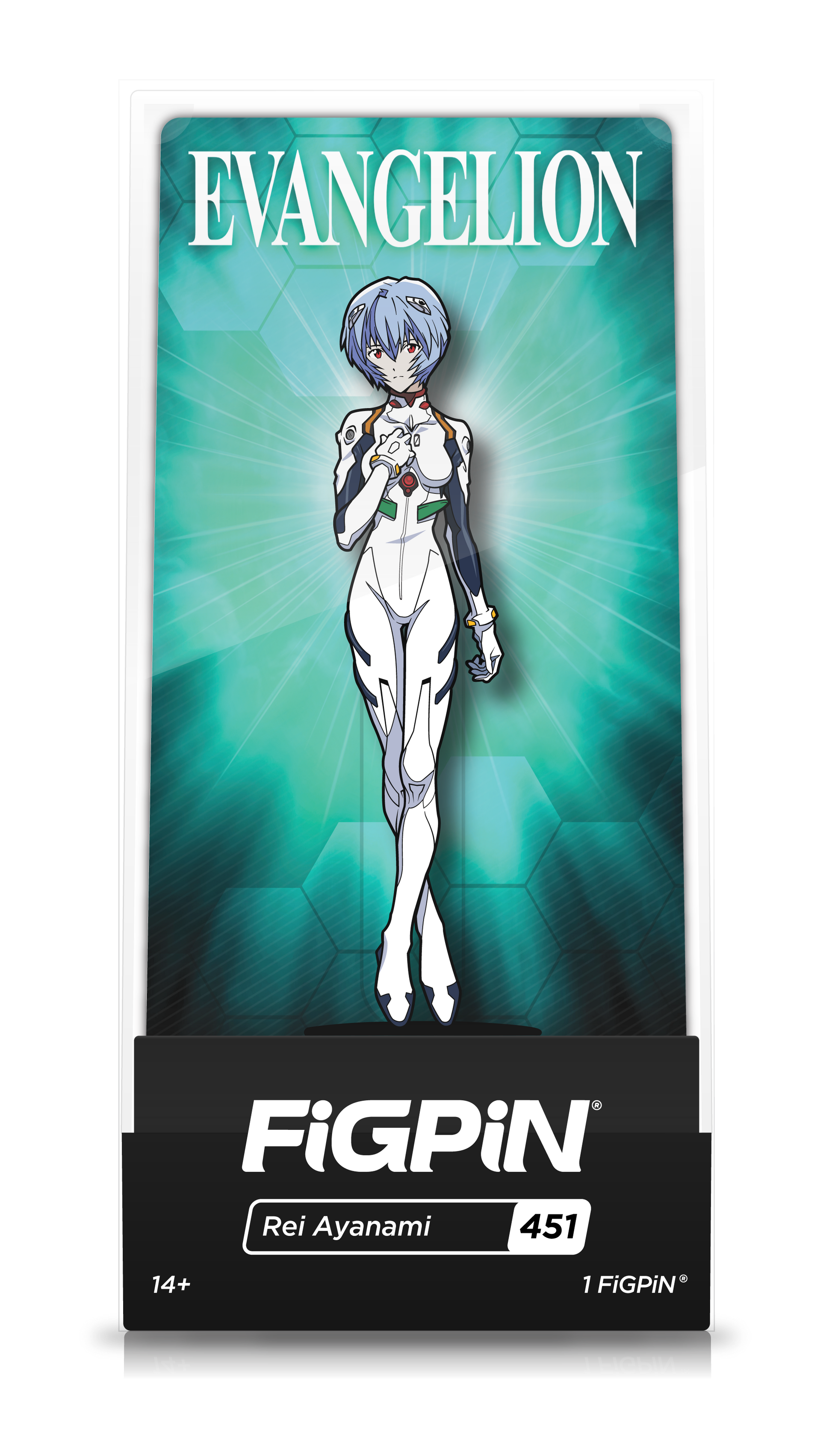 Rei Ayanami FiGPiN #451 Neon Genesis Evangelion collectible enamel pin with display stand