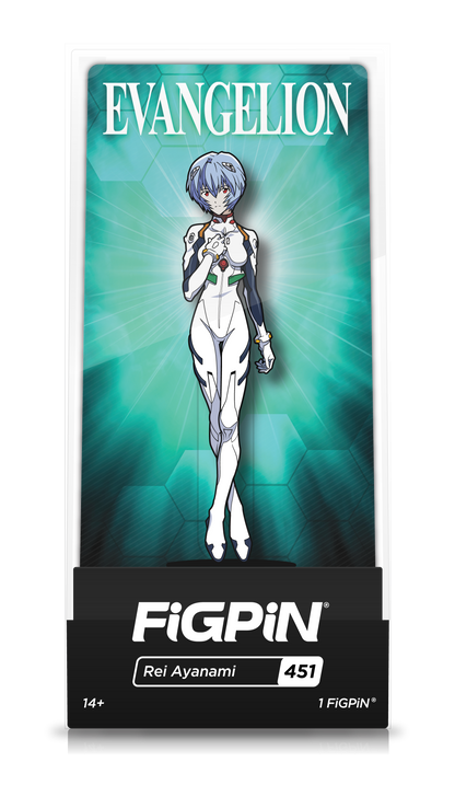 Rei Ayanami FiGPiN #451 Neon Genesis Evangelion collectible enamel pin with display stand